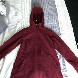 Lands end zip up fleece sweatshirt XS Burgandy